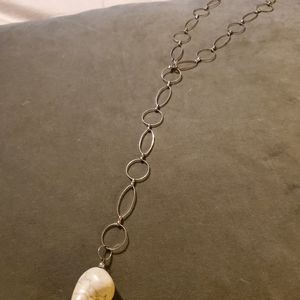 Silver necklace with white turquoise stone